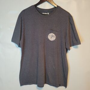 Hurley Men's Charcoal Tee with Paradise Pocket Graphic